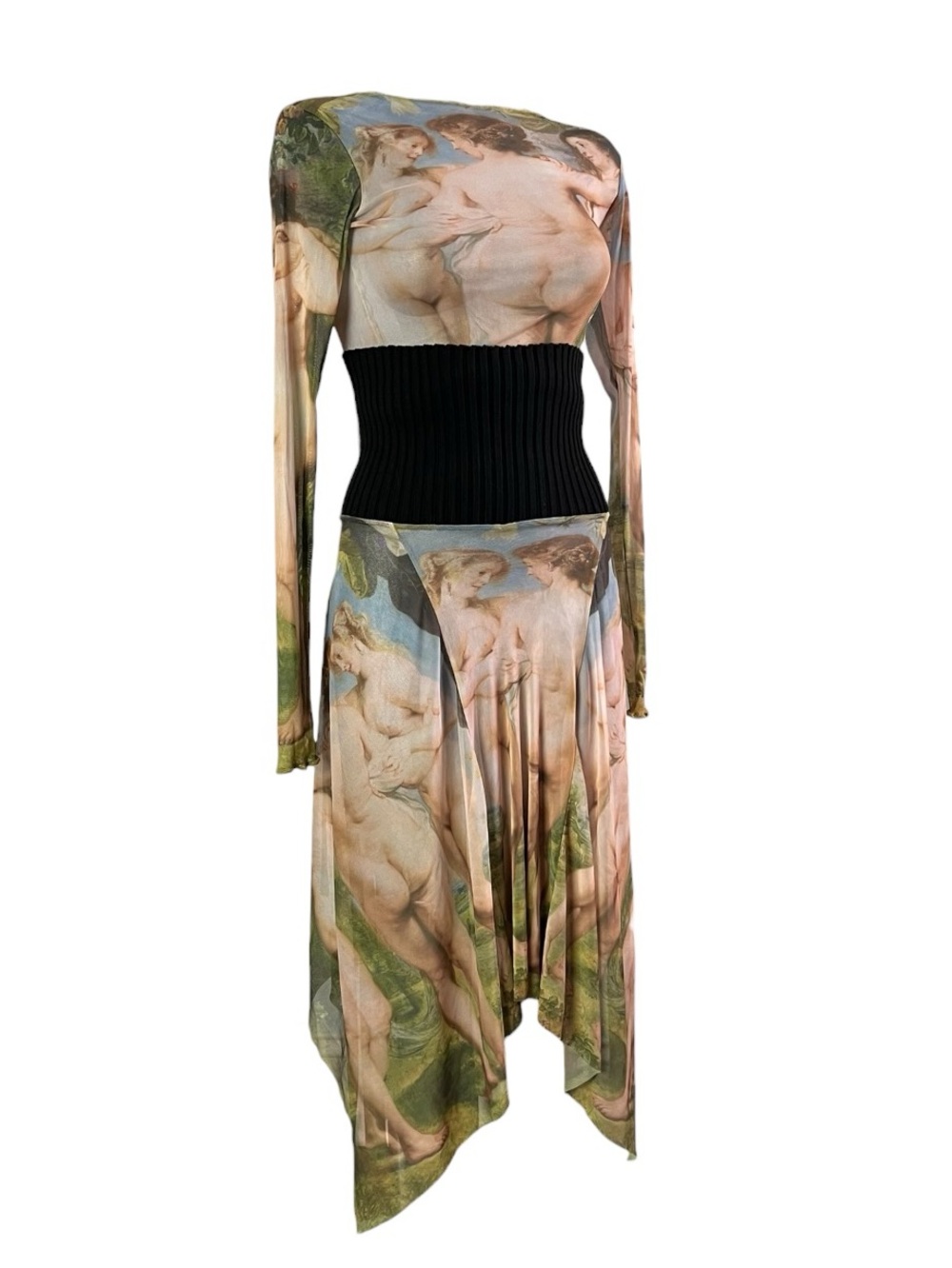 Jean Paul Gaultier Abstract Renaissance Print Long-Sleeve Top AND Skirt